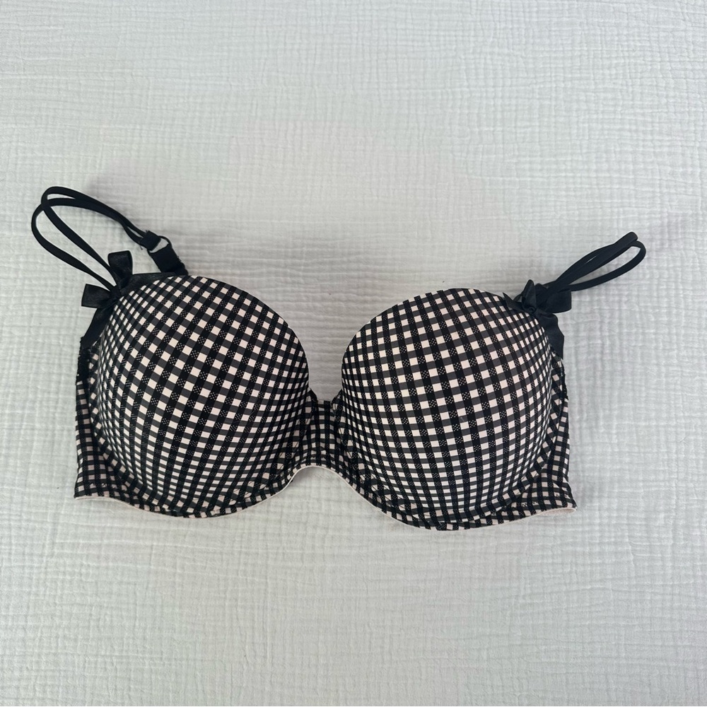 La Vie En Rose Black White Checkered Bra 36DD